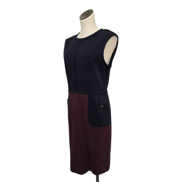 Tory Burch Ponte Knit Sheath Dress Size Large Colorblock Wool Blend Sleeveless‎ - Picture 7 of 9